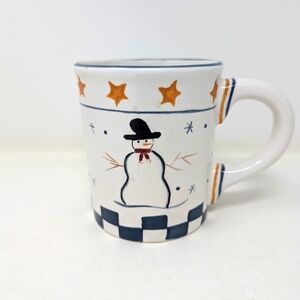 Large vintage hand-painted snowman mug. Approximately 4" diameter opening.